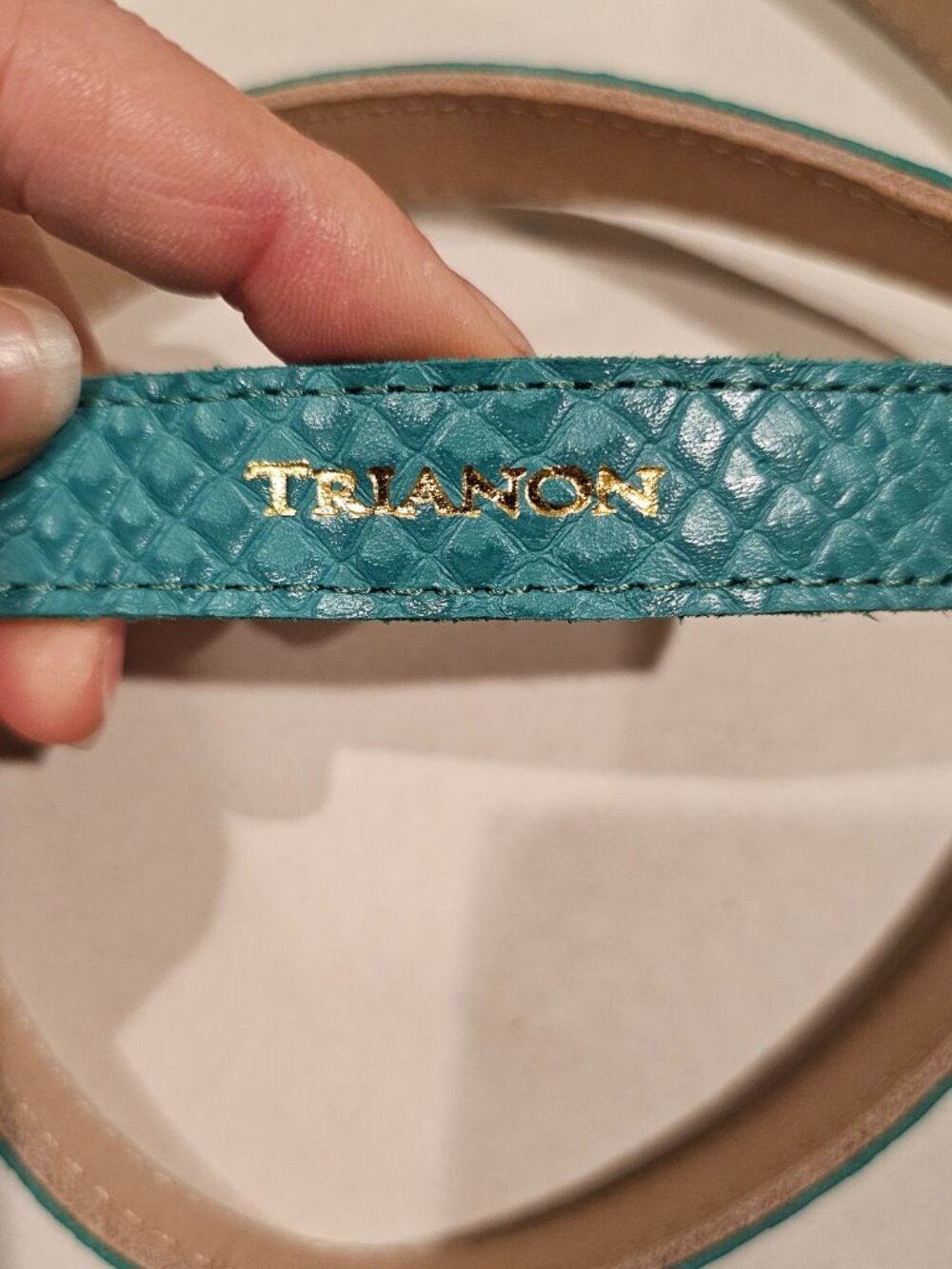 Trianon Leather Belt Women's 38 Turquoise Cowhide Colombia Western Boho New